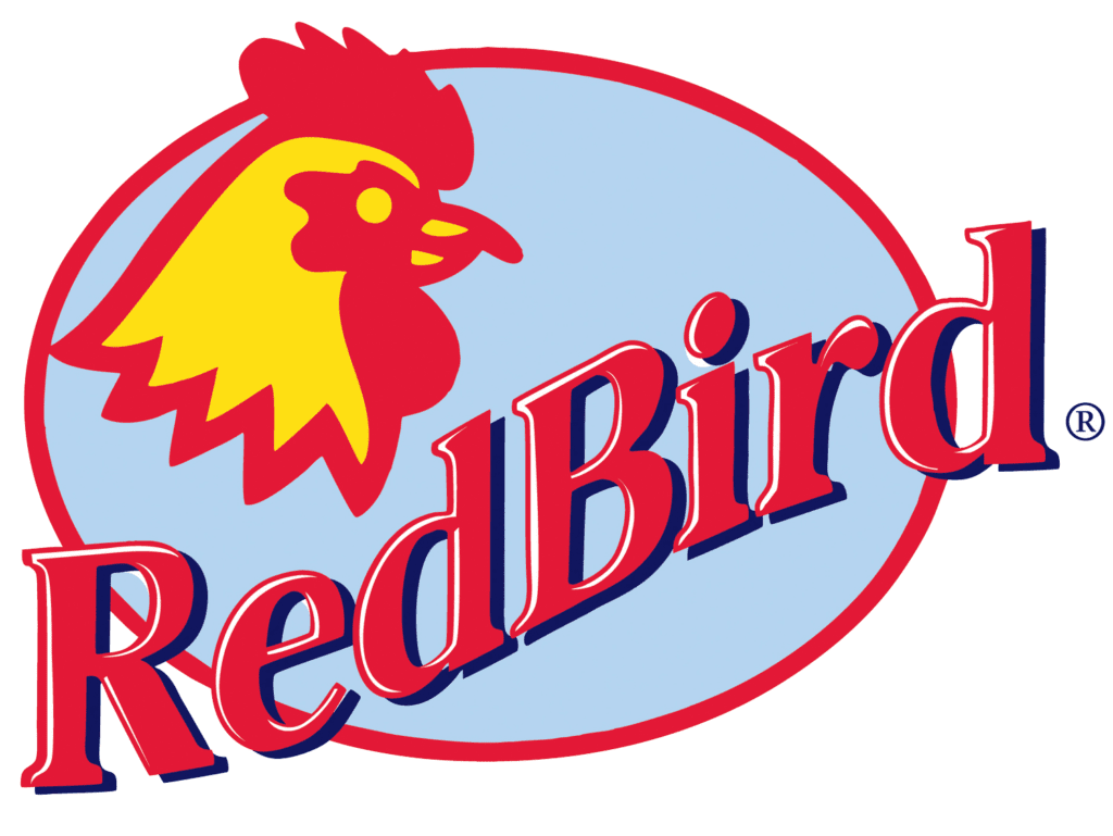 RedBird logo with a colorful chicken design
